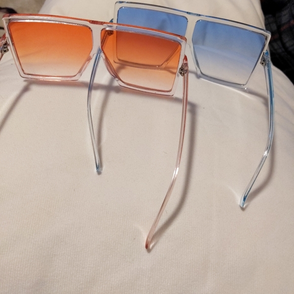 Orange and Blue Oversized Polarized Sunglasses - Picture 6 of 6
